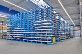 Strong Cantilever racking for the storage of sheet metal with different weights and dimensions