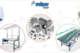 Milper solutions: aluminum profiles, safety guards, work benches, conveyor belts, pantograph elevators and tilters