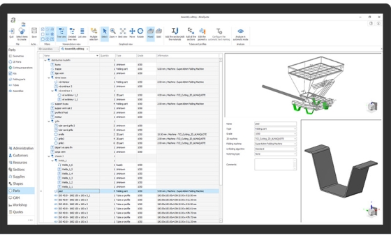 Almaquote, quotation module for sheet metal and mechanical welding.