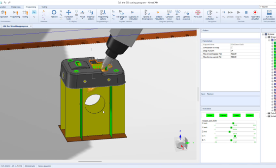 Almacam Space Cut, programming software for 3D cutting machines.